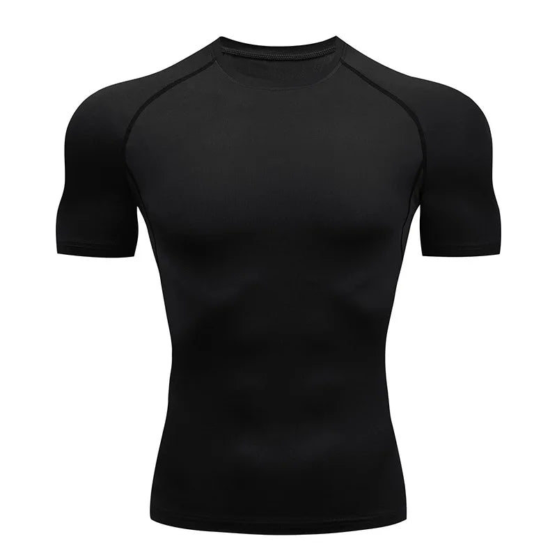 Camiseta de Compresión para Hombre — Secado Rápido, Manga Corta