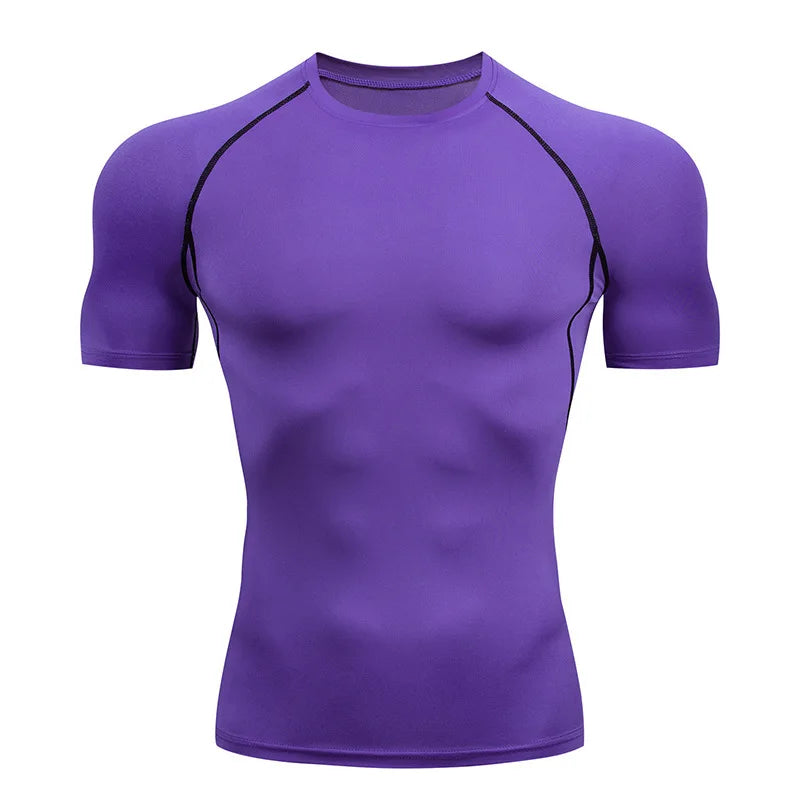 Camiseta de Compresión para Hombre — Secado Rápido, Manga Corta