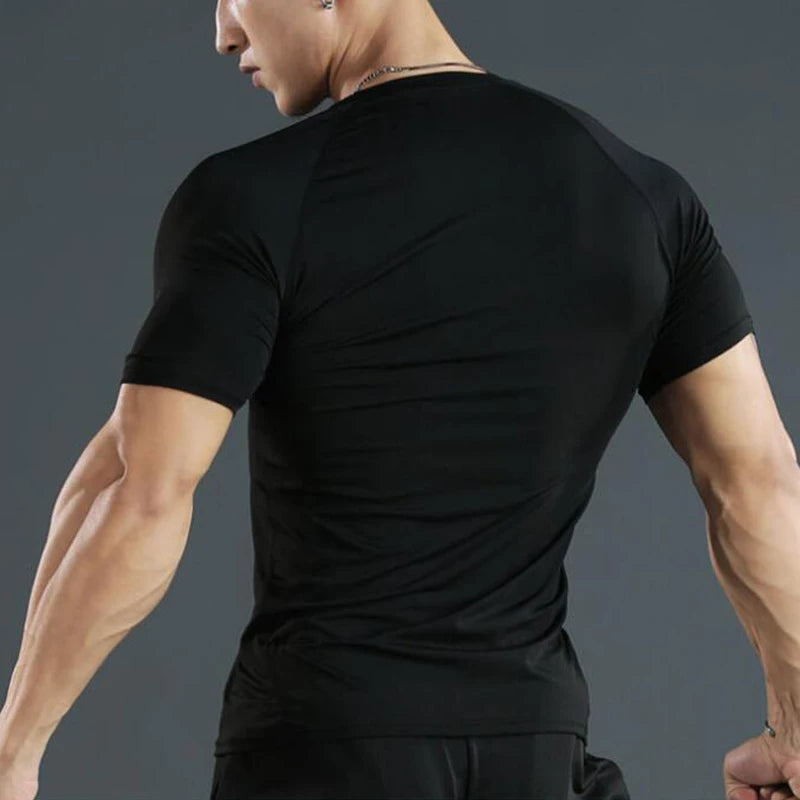 Camiseta de Compresión para Hombre — Secado Rápido, Manga Corta