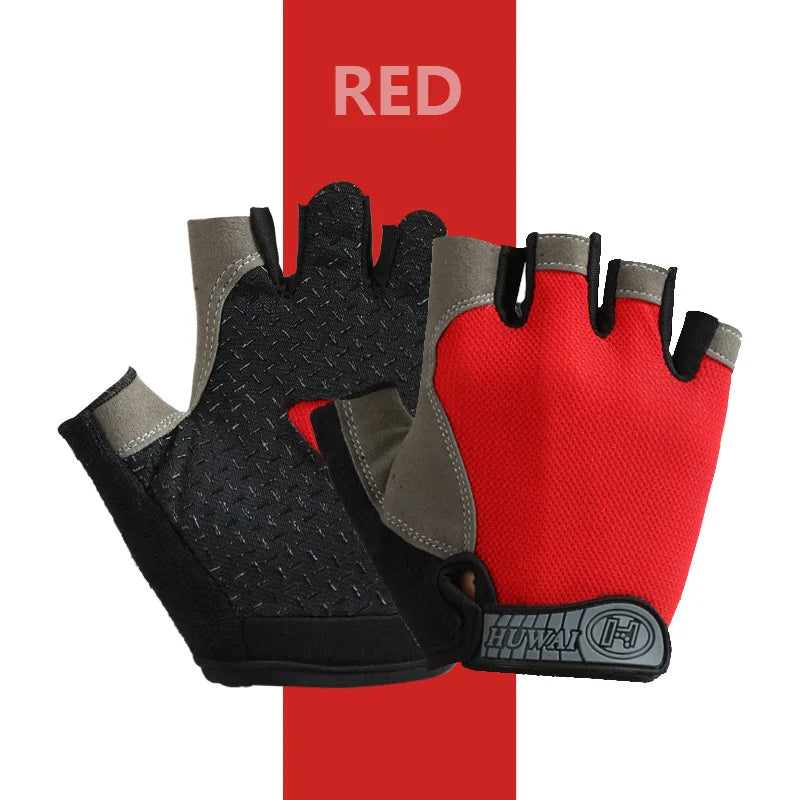 Profesional gimnasio Fitness transpirable antideslizante mujeres hombres medio dedo verano pesca ciclismo guantes sin dedos mujer bicicleta