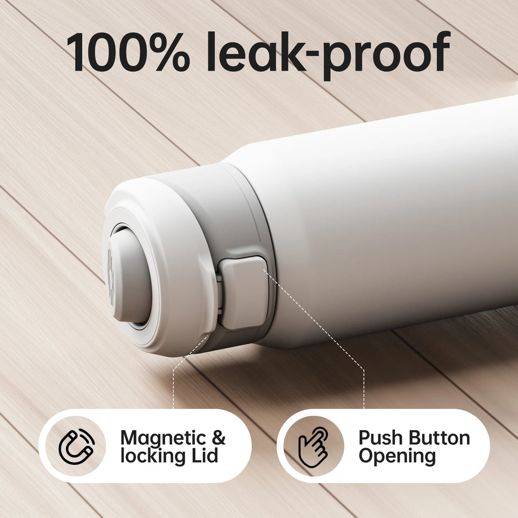 Fjbottle Botella de agua aislada con tapa magnética de 710/950 ml con soporte para teléfono, botella de agua térmica para exteriores