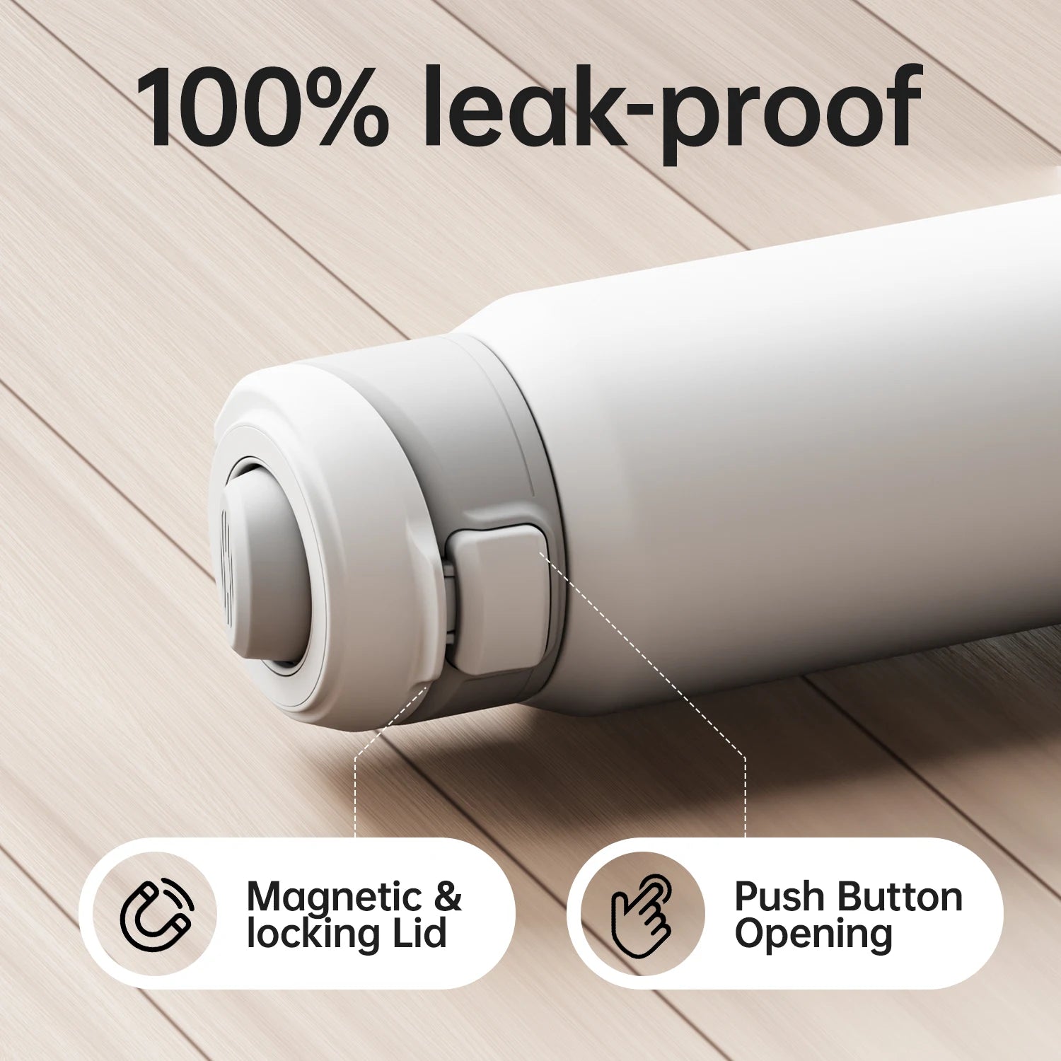 Fjbottle Botella de agua aislada con tapa magnética de 710/950 ml con soporte para teléfono, botella de agua térmica para exteriores