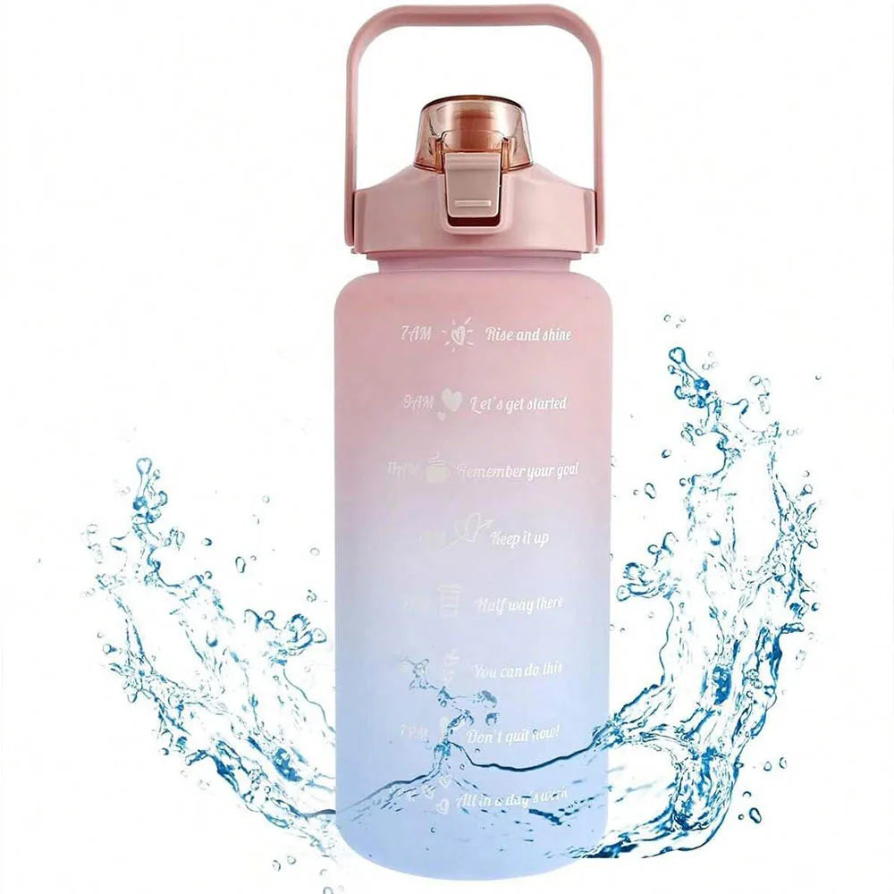Botella de agua de 2L, botella de agua motivacional con marcador de tiempo y capacidad, taza de agua deportiva sin BPA, Fitness, gimnasio, ejercicio para correr