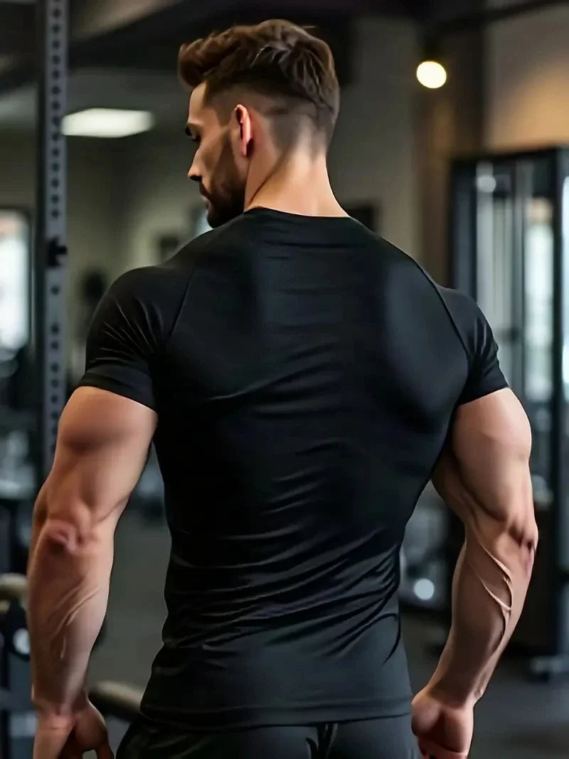 Camiseta de Compresión Deportiva para Hombre, Estampada, de Secado Rápido, Ajustada, para Entrenamiento, Fitness, Ejercicio al Aire Libre, Elástica