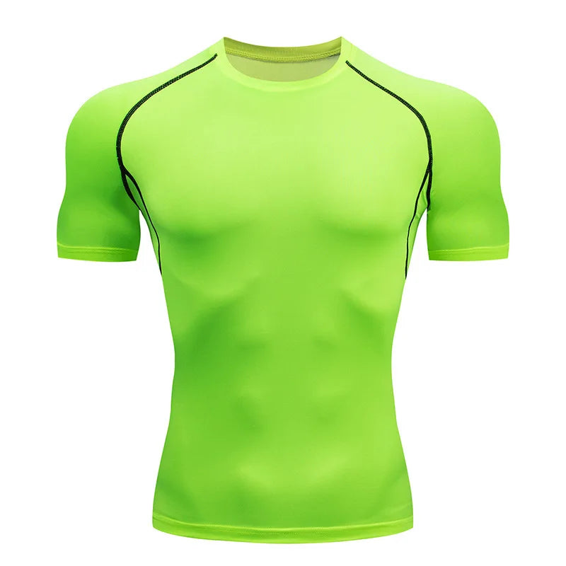 Camiseta de Compresión para Hombre — Secado Rápido, Manga Corta