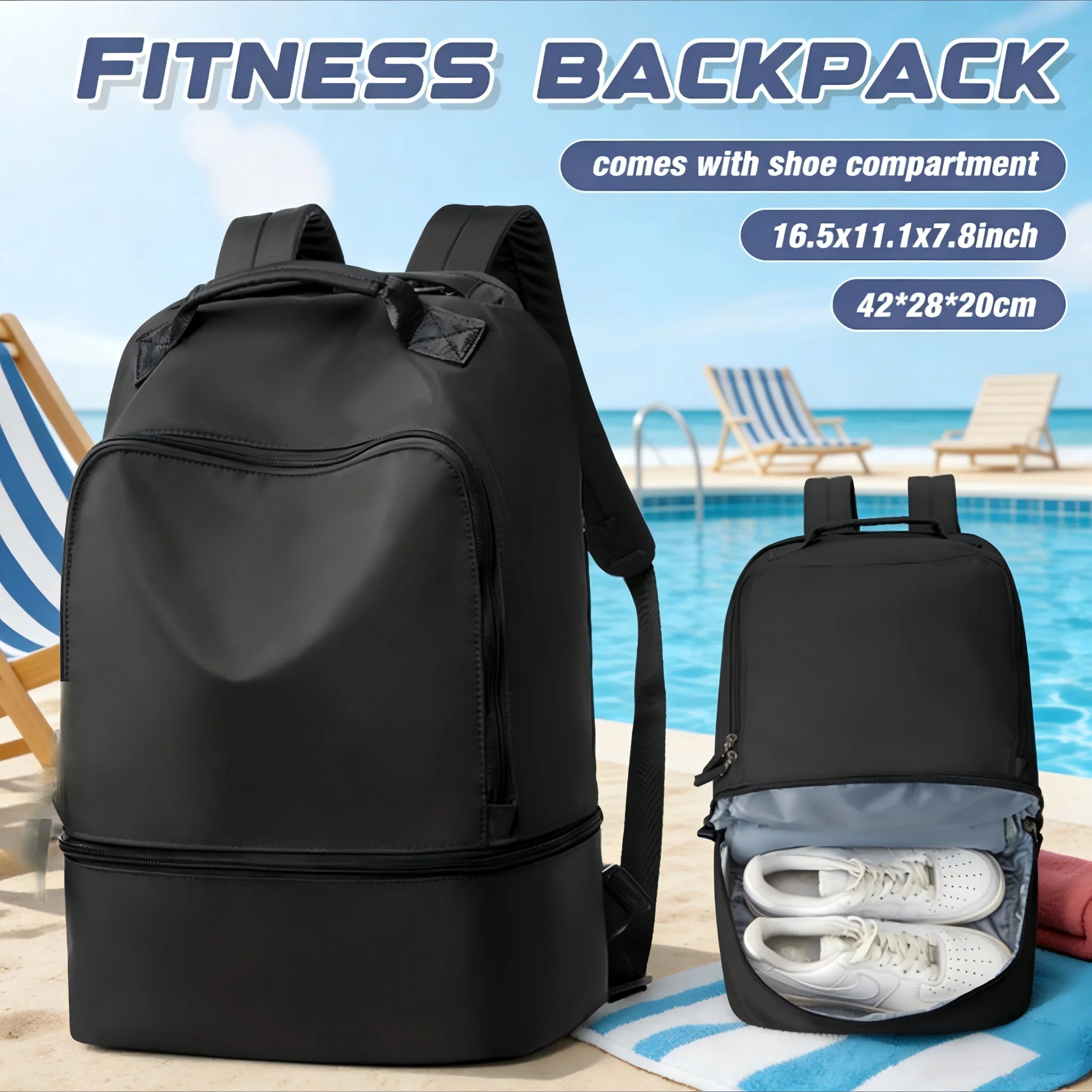 Bolsa de gimnasio para mujer, bolsa de viaje para artículos personales con compartimento para zapatos, mochila de viaje para mujer, mochila deportiva ideal para tenis, natación