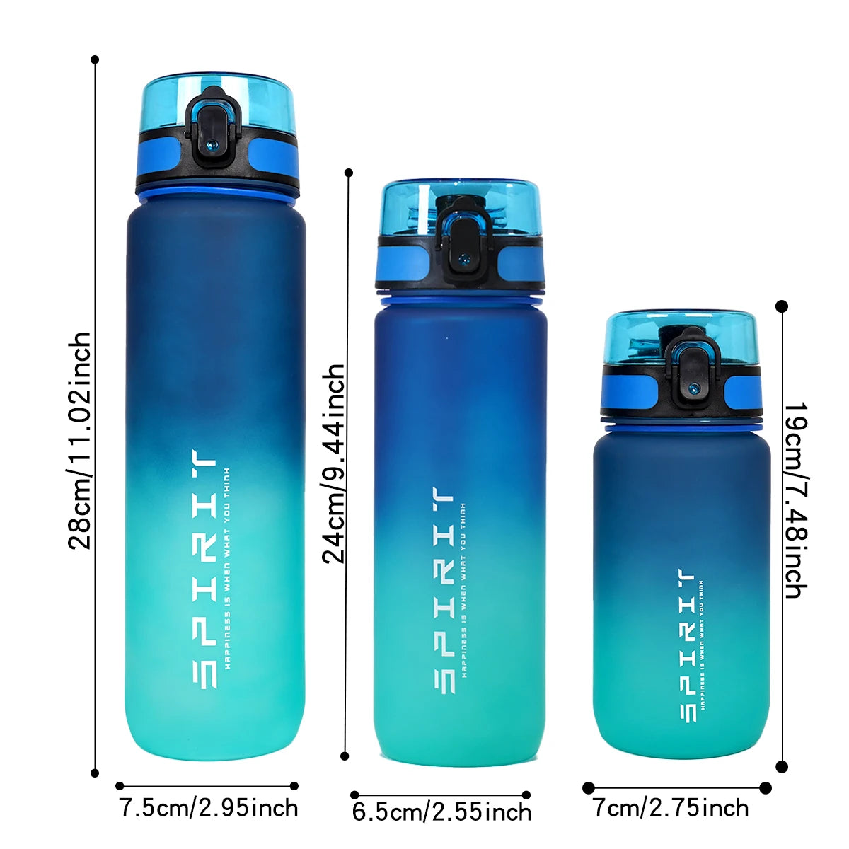 Botella de agua degradada: capacidad de 1000 ml/600 ml/750 ml, gimnasio para acampar al aire libre, regalo de vacaciones adecuado para cumpleaños
