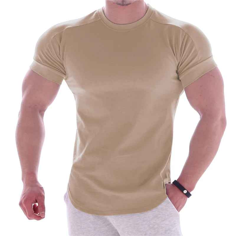 Camiseta de manga corta de gimnasio para hombre, camisa informal de algodón, ajustada, en blanco, Fitness, culturismo, entrenamiento, ropa de verano