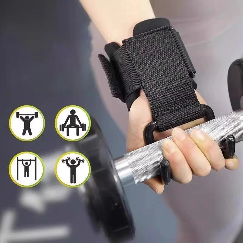 Empuñaduras de gancho para levantamiento de pesas, 2 uds., con muñequeras, barra de mano para gimnasio, correa para muñeca, gancho para Fitness, correa de peso, dominadas, guantes de levantamiento de energía
