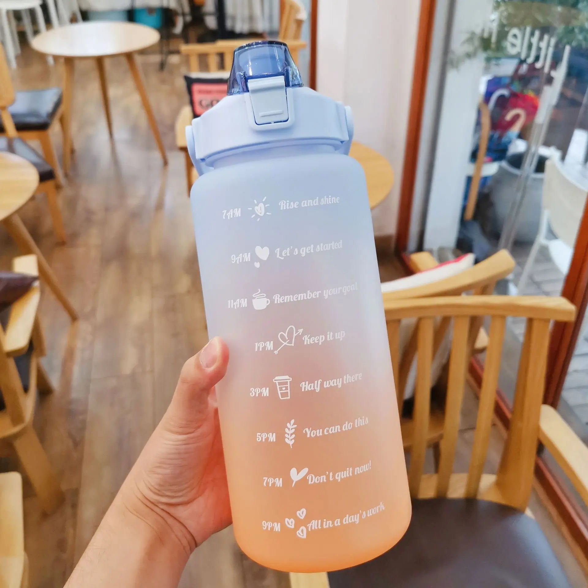 Botella de agua de 2L, botella de agua motivacional con marcador de tiempo y capacidad, taza de agua deportiva sin BPA, Fitness, gimnasio, ejercicio para correr