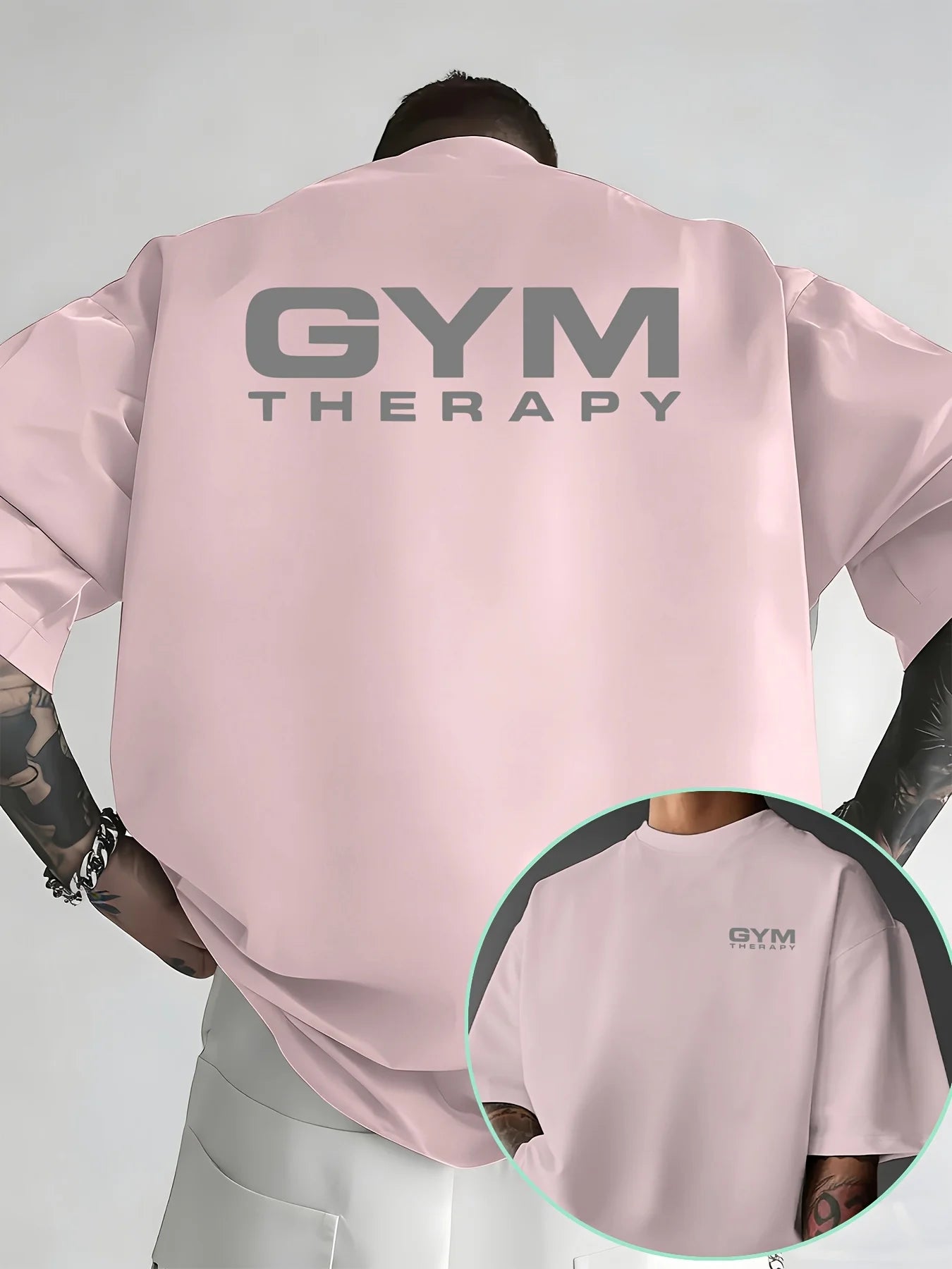 Camiseta de Hombre con Estampado Minimalista "Gym Therapy" en Algodón 100% Premium, Perfecta para Entrenamientos de Verano y Estilo Urbano Informal