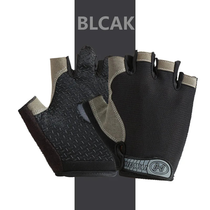 Profesional gimnasio Fitness transpirable antideslizante mujeres hombres medio dedo verano pesca ciclismo guantes sin dedos mujer bicicleta