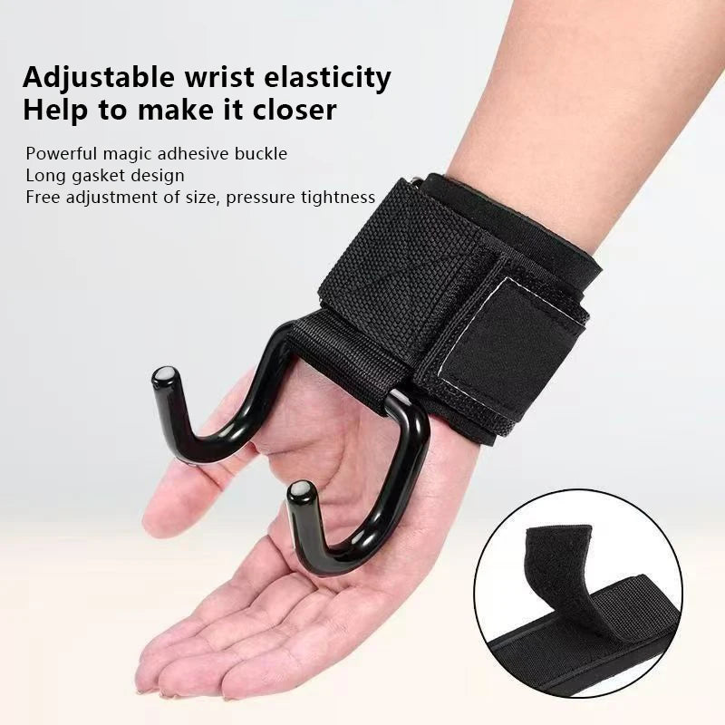 Empuñaduras de gancho para levantamiento de pesas, 2 uds., con muñequeras, barra de mano para gimnasio, correa para muñeca, gancho para Fitness, correa de peso, dominadas, guantes de levantamiento de energía