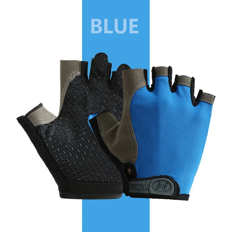 Profesional gimnasio Fitness transpirable antideslizante mujeres hombres medio dedo verano pesca ciclismo guantes sin dedos mujer bicicleta