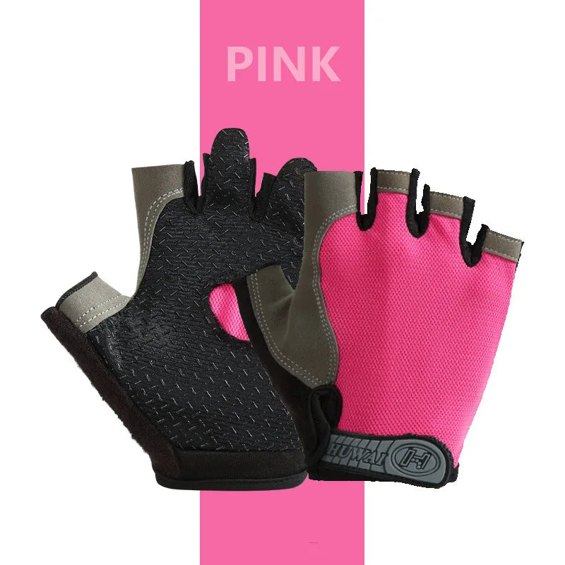 Profesional gimnasio Fitness transpirable antideslizante mujeres hombres medio dedo verano pesca ciclismo guantes sin dedos mujer bicicleta