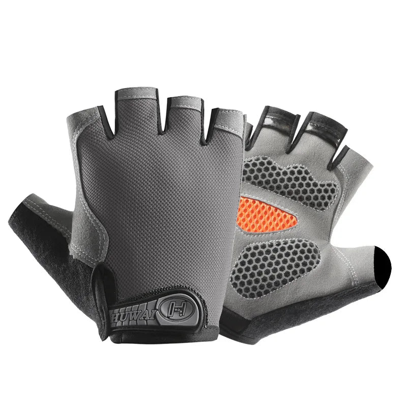 Profesional gimnasio Fitness transpirable antideslizante mujeres hombres medio dedo verano pesca ciclismo guantes sin dedos mujer bicicleta