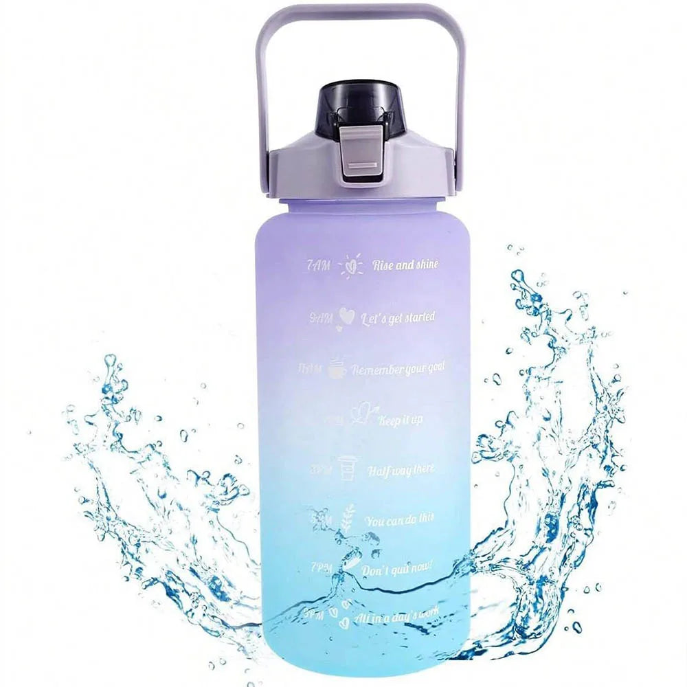 Botella de agua de 2L, botella de agua motivacional con marcador de tiempo y capacidad, taza de agua deportiva sin BPA, Fitness, gimnasio, ejercicio para correr