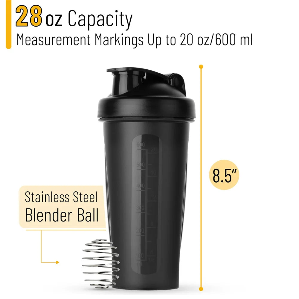 Coctelera de Proteínas Portátil 600ml — Con Bola Batidora