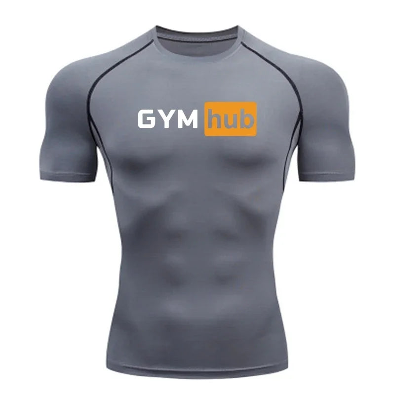 Camiseta de Compresión Deportiva para Hombre, Estampada, de Secado Rápido, Ajustada, para Entrenamiento, Fitness, Ejercicio al Aire Libre, Elástica