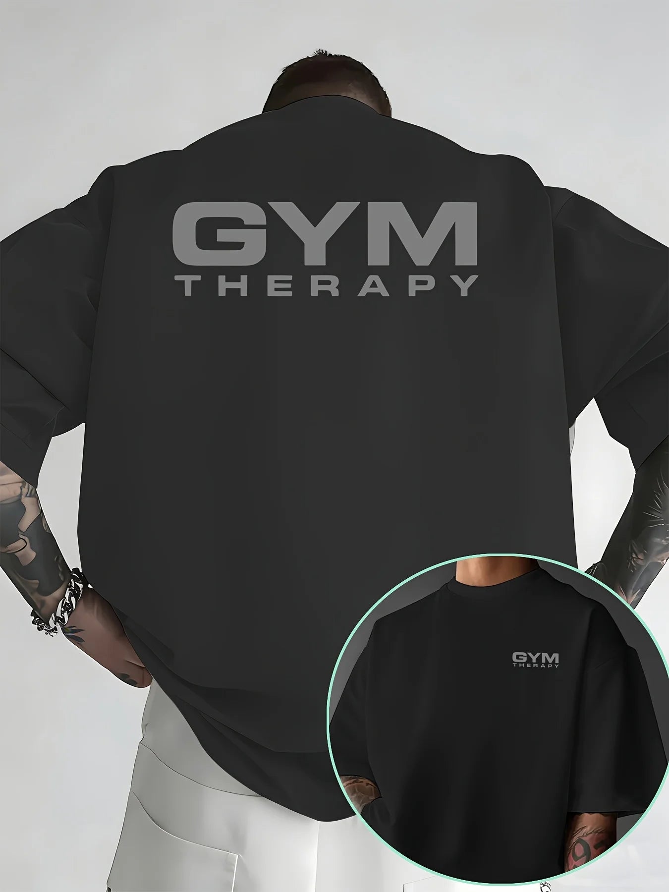 Camiseta de Hombre con Estampado Minimalista "Gym Therapy" en Algodón 100% Premium, Perfecta para Entrenamientos de Verano y Estilo Urbano Informal