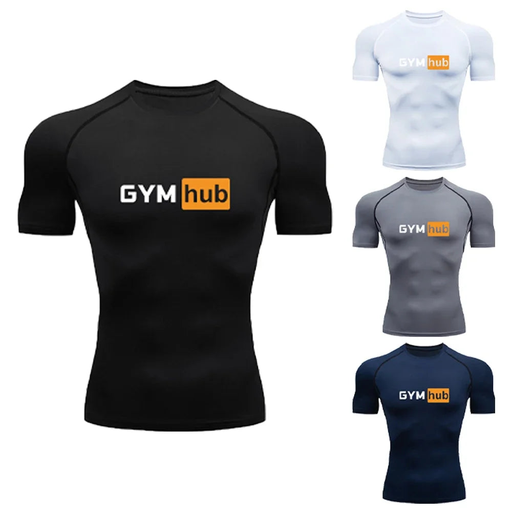 Camiseta de Compresión Deportiva para Hombre, Estampada, de Secado Rápido, Ajustada, para Entrenamiento, Fitness, Ejercicio al Aire Libre, Elástica