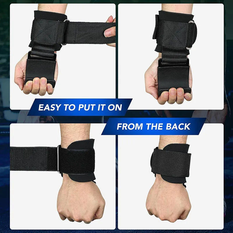 Empuñaduras de gancho para levantamiento de pesas con muñequeras, barra de mano, correa para muñeca, gancho para gimnasio y Fitness, correa de peso, dominadas, guantes de levantamiento de energía