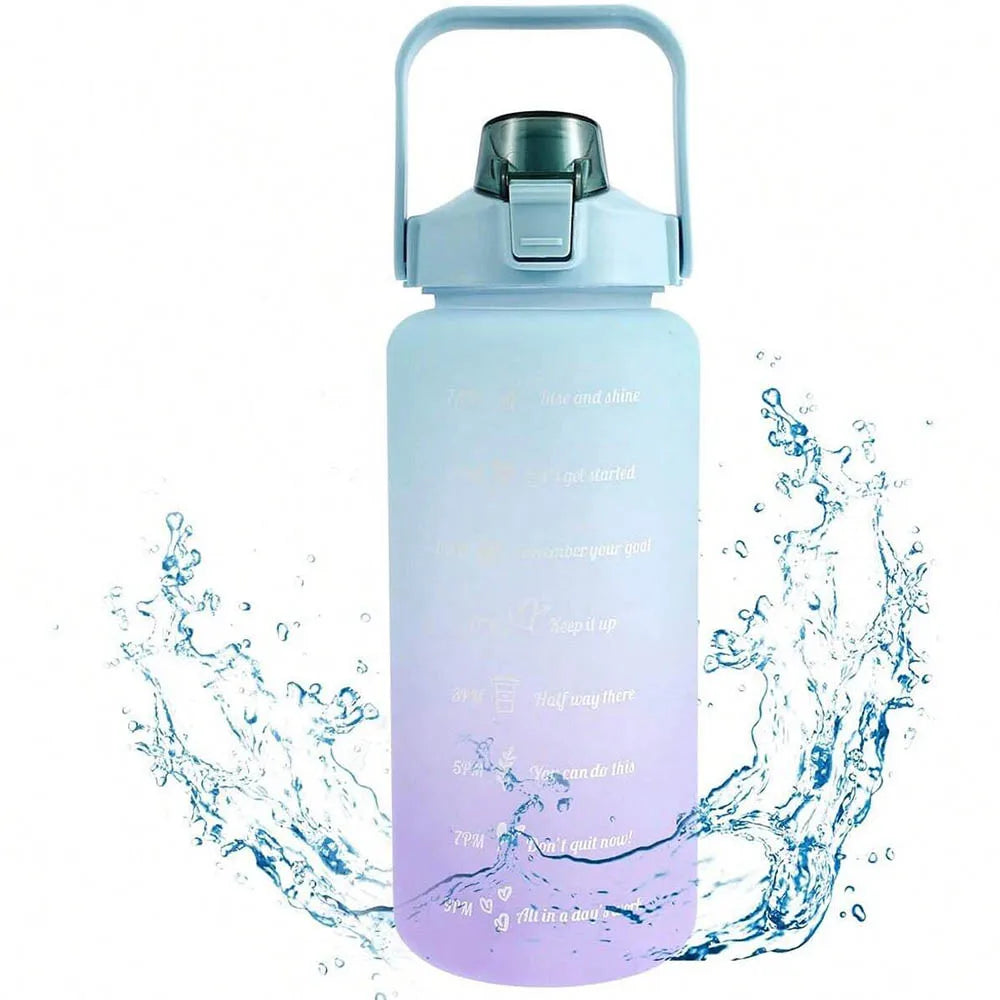 Botella de agua de 2L, botella de agua motivacional con marcador de tiempo y capacidad, taza de agua deportiva sin BPA, Fitness, gimnasio, ejercicio para correr
