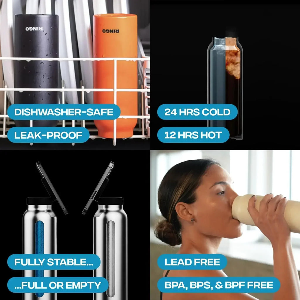 Soporte para Teléfono, Botella de Agua Deportiva Aislada con Soporte Magnético para Gimnasio, Actividades al Aire Libre, Hidratación Diaria