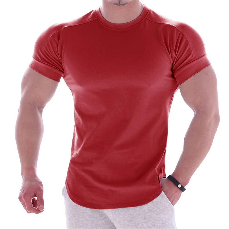 Camiseta de manga corta de gimnasio para hombre, camisa informal de algodón, ajustada, en blanco, Fitness, culturismo, entrenamiento, ropa de verano