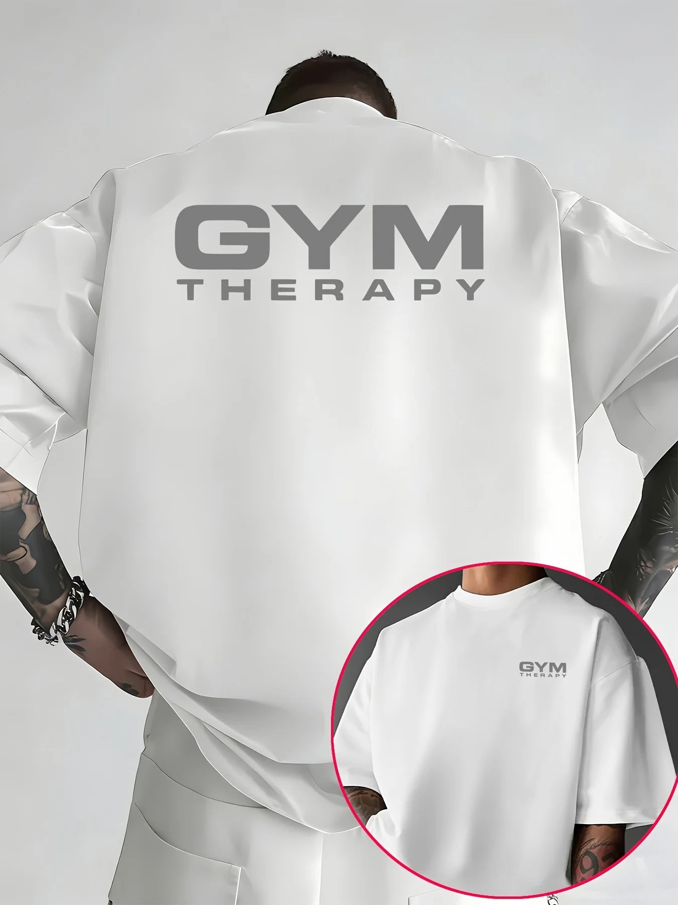 Camiseta de Hombre con Estampado Minimalista "Gym Therapy" en Algodón 100% Premium, Perfecta para Entrenamientos de Verano y Estilo Urbano Informal