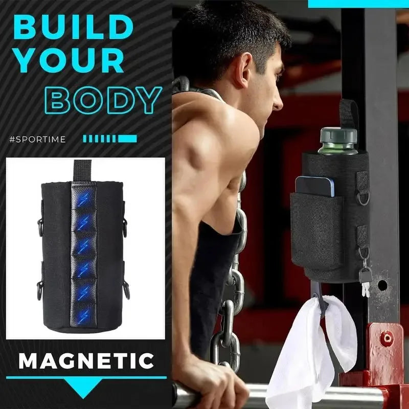 Bolsa magnética para botella de agua para gimnasio, bandolera magnética antideslizante para gimnasio, soporte magnético portátil para botella de agua, accesorios para gimnasio