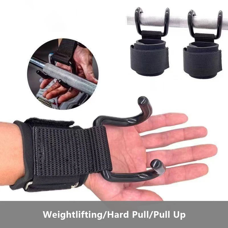 Empuñaduras de gancho para levantamiento de pesas, 2 uds., con muñequeras, barra de mano para gimnasio, correa para muñeca, gancho para Fitness, correa de peso, dominadas, guantes de levantamiento de energía