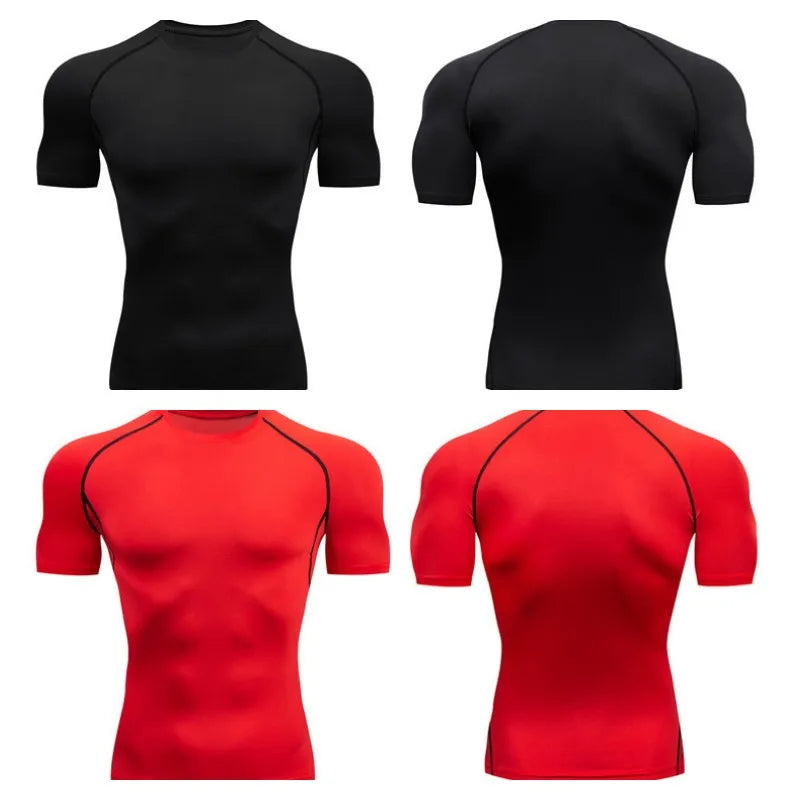 Camiseta de Compresión para Hombre — Secado Rápido, Manga Corta