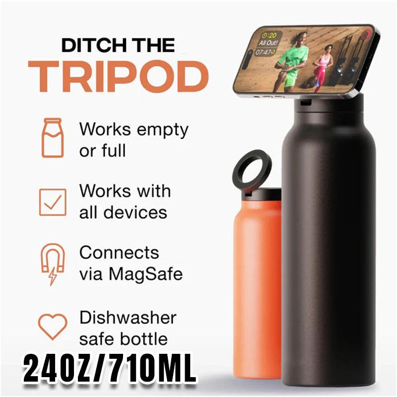 Soporte para Teléfono, Botella de Agua Deportiva Aislada con Soporte Magnético para Gimnasio, Actividades al Aire Libre, Hidratación Diaria