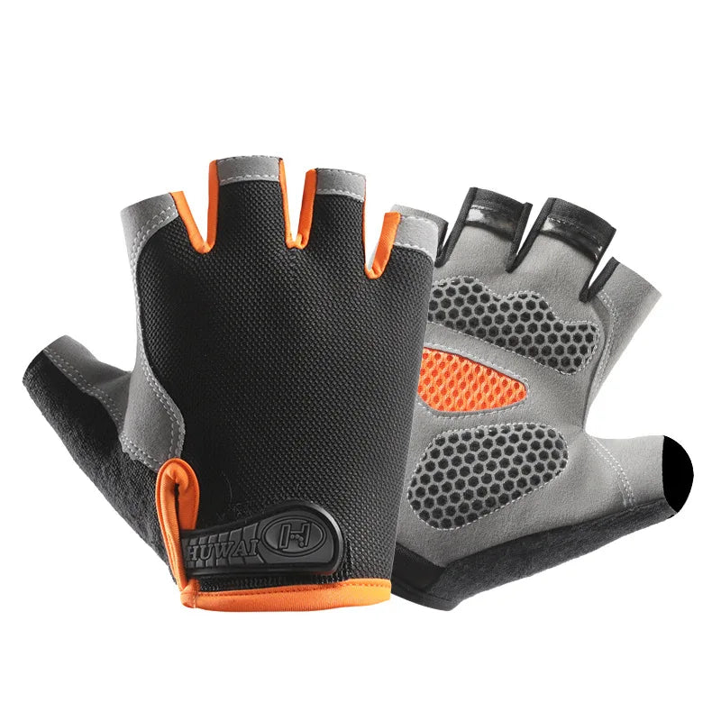 Profesional gimnasio Fitness transpirable antideslizante mujeres hombres medio dedo verano pesca ciclismo guantes sin dedos mujer bicicleta