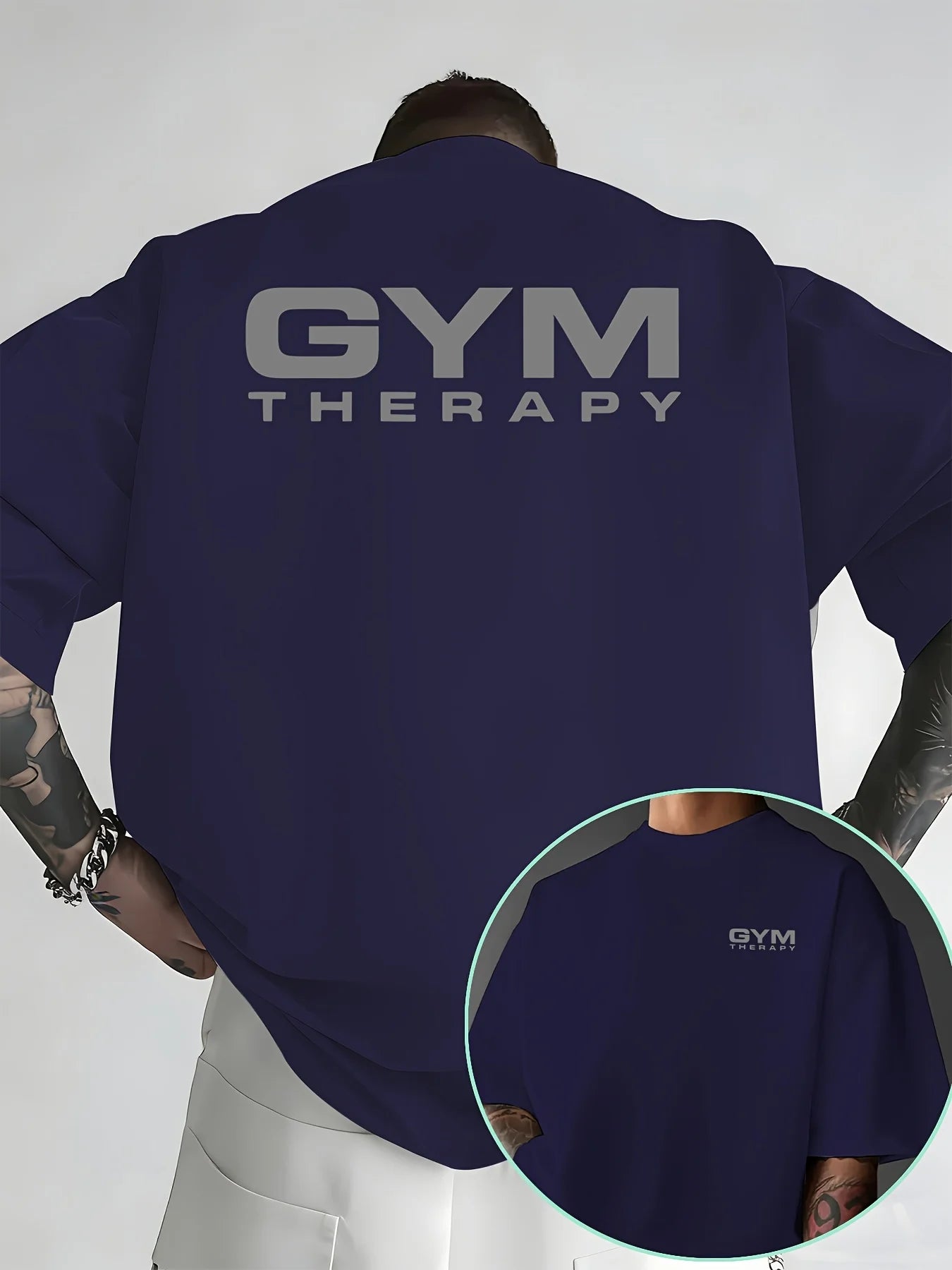 Camiseta de Hombre con Estampado Minimalista "Gym Therapy" en Algodón 100% Premium, Perfecta para Entrenamientos de Verano y Estilo Urbano Informal