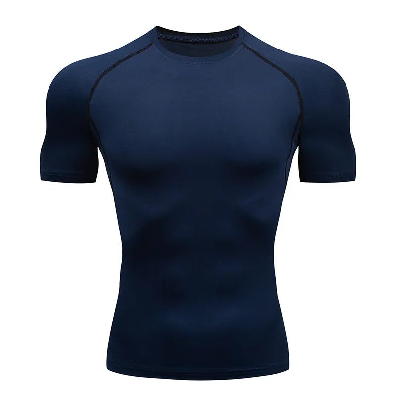 Camiseta de Compresión para Hombre — Secado Rápido, Manga Corta