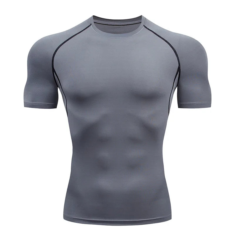 Camiseta de Compresión para Hombre — Secado Rápido, Manga Corta