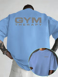 Camiseta de Hombre con Estampado Minimalista "Gym Therapy" en Algodón 100% Premium, Perfecta para Entrenamientos de Verano y Estilo Urbano Informal
