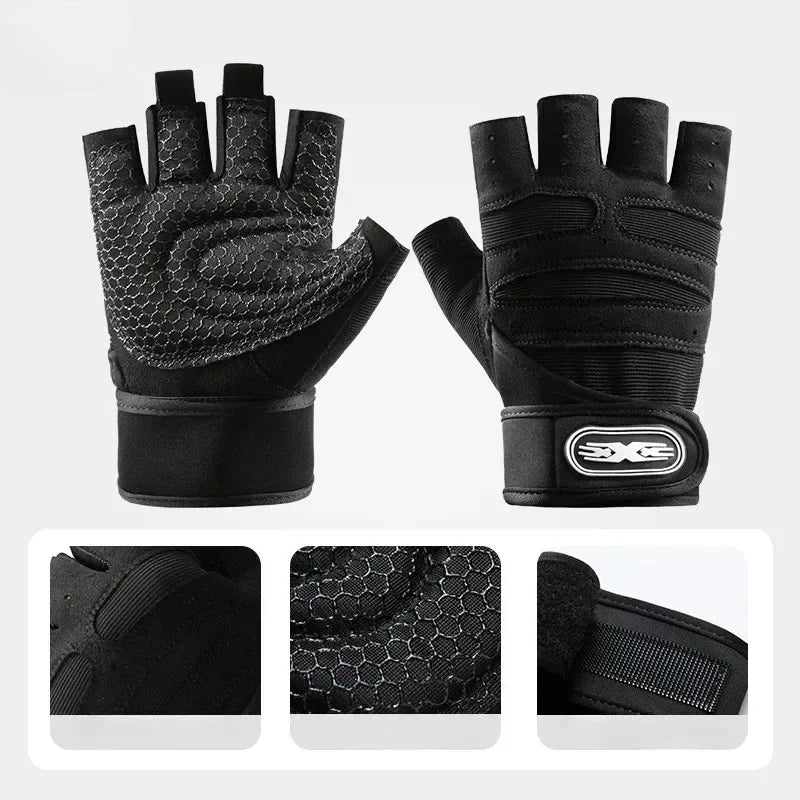 Guantes Deportivos Sin Dedos — Soporte de Muñeca, Unisex