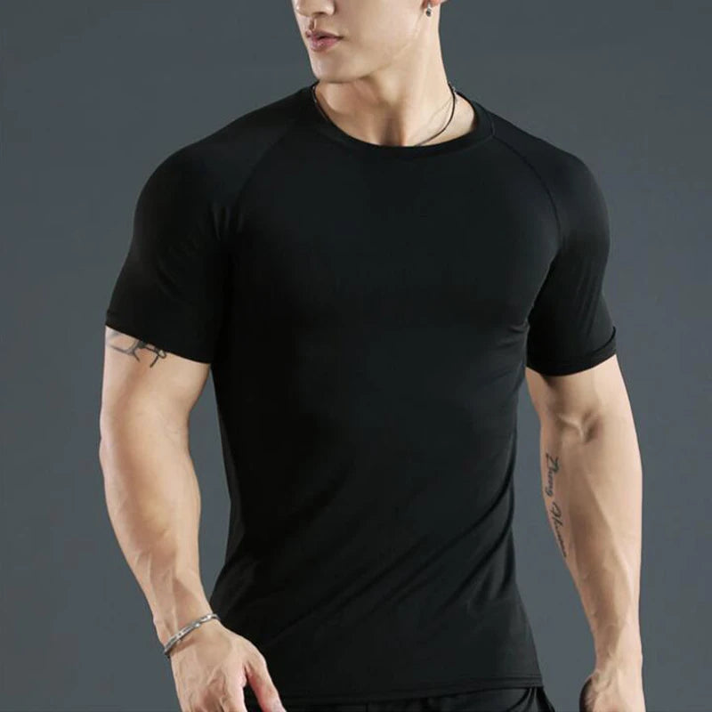 Camiseta de Compresión para Hombre — Secado Rápido, Manga Corta