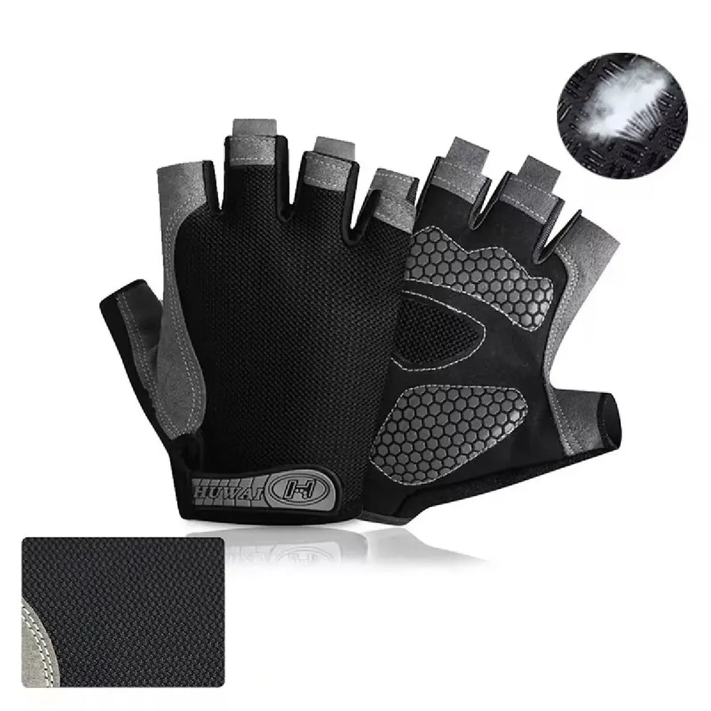 Profesional gimnasio Fitness transpirable antideslizante mujeres hombres medio dedo verano pesca ciclismo guantes sin dedos mujer bicicleta