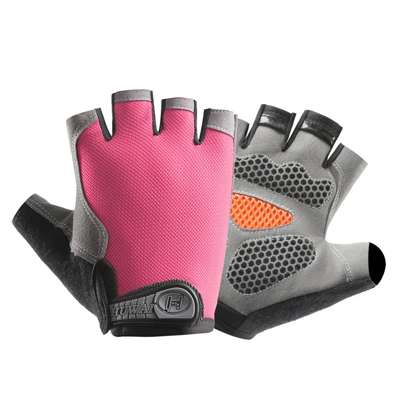 Profesional gimnasio Fitness transpirable antideslizante mujeres hombres medio dedo verano pesca ciclismo guantes sin dedos mujer bicicleta