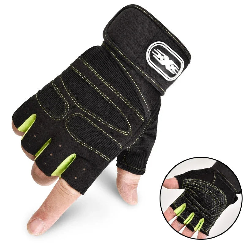 Guantes Deportivos Sin Dedos — Soporte de Muñeca, Unisex
