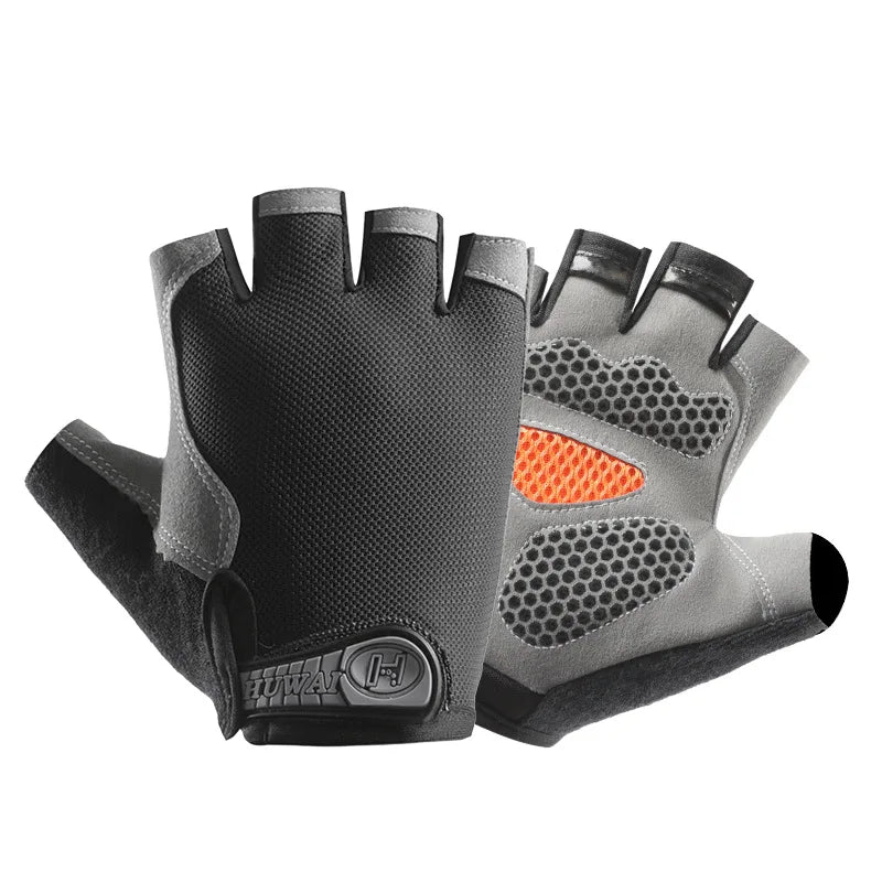 Profesional gimnasio Fitness transpirable antideslizante mujeres hombres medio dedo verano pesca ciclismo guantes sin dedos mujer bicicleta