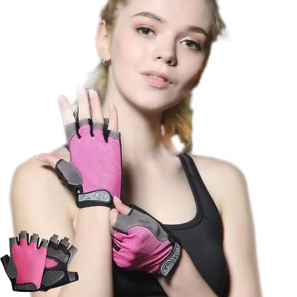 Profesional gimnasio Fitness transpirable antideslizante mujeres hombres medio dedo verano pesca ciclismo guantes sin dedos mujer bicicleta