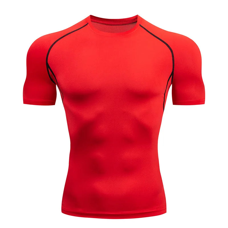 Camiseta de Compresión para Hombre — Secado Rápido, Manga Corta