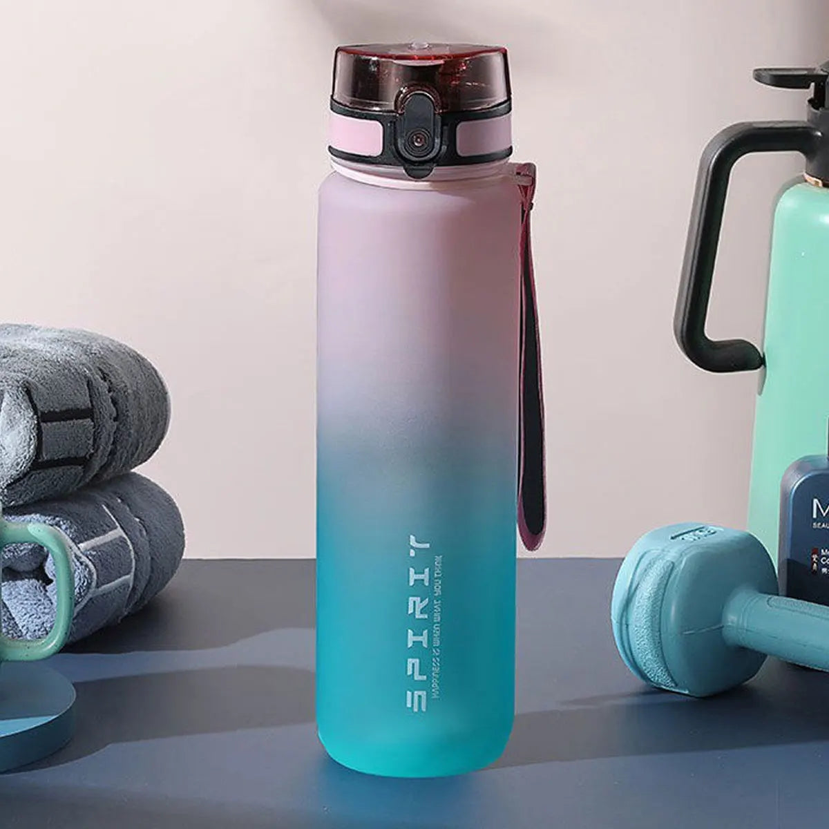 Botella de agua degradada: capacidad de 1000 ml/600 ml/750 ml, gimnasio para acampar al aire libre, regalo de vacaciones adecuado para cumpleaños