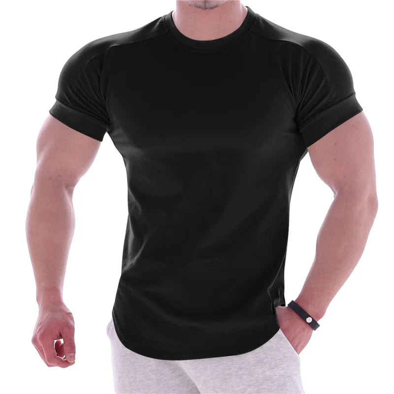 Camiseta de manga corta de gimnasio para hombre, camisa informal de algodón, ajustada, en blanco, Fitness, culturismo, entrenamiento, ropa de verano