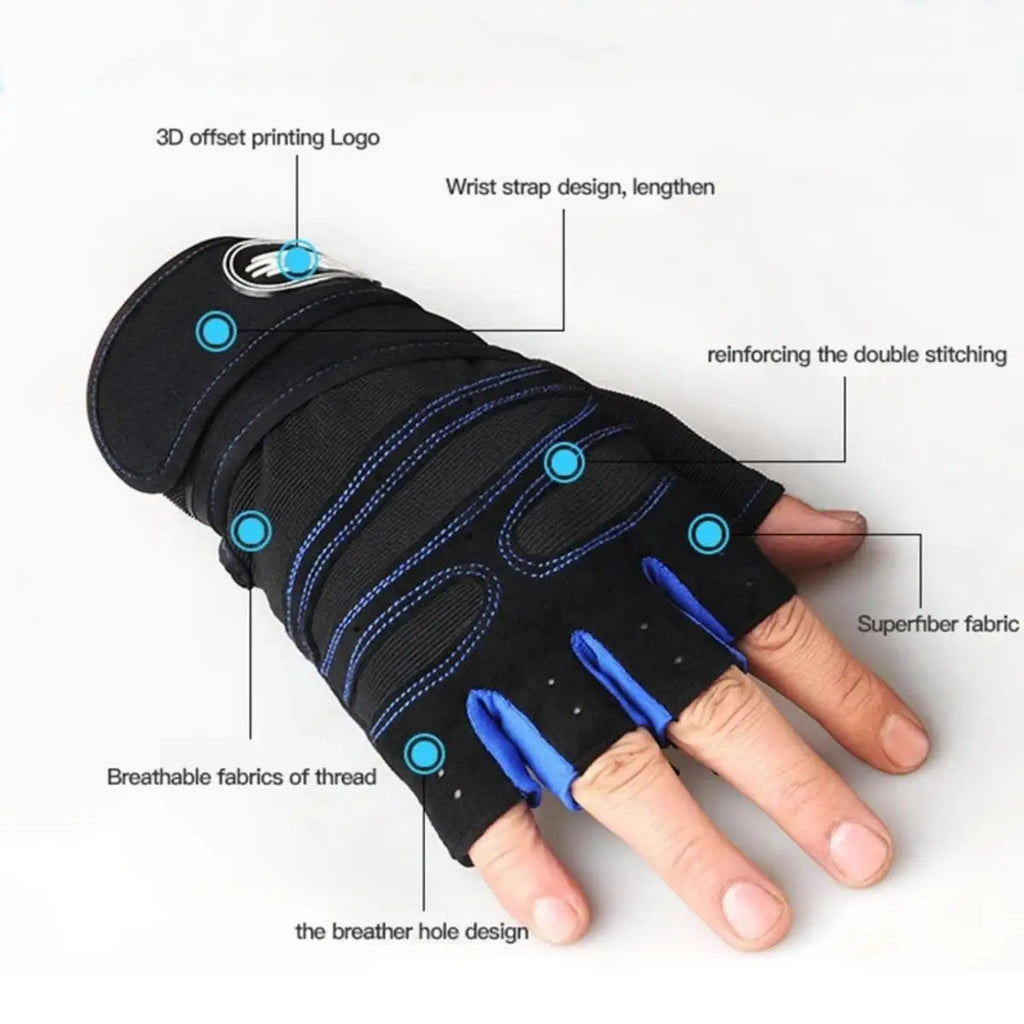 Guantes de Gimnasio con Soporte de Muñeca — Levantamiento de Pesas